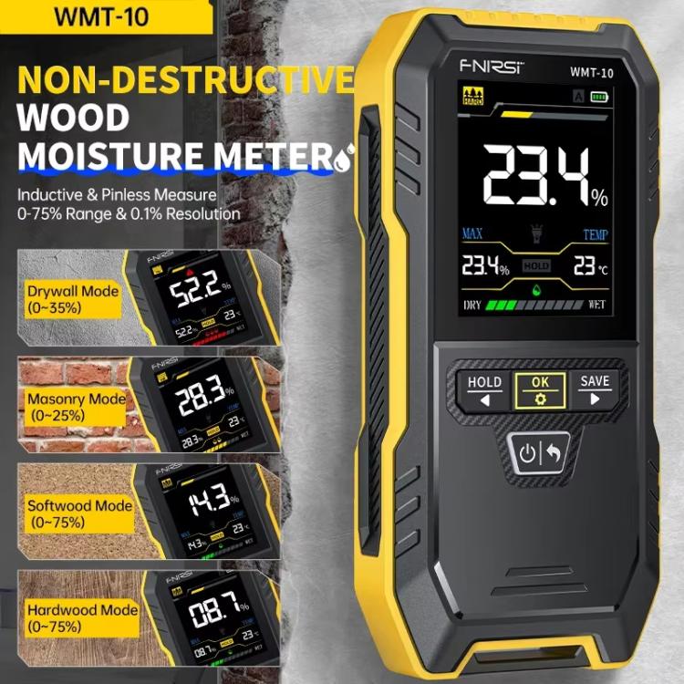 FNIRSI WMT-10 Wood Panel Moisture Tester Wall Surface Humidity Detector