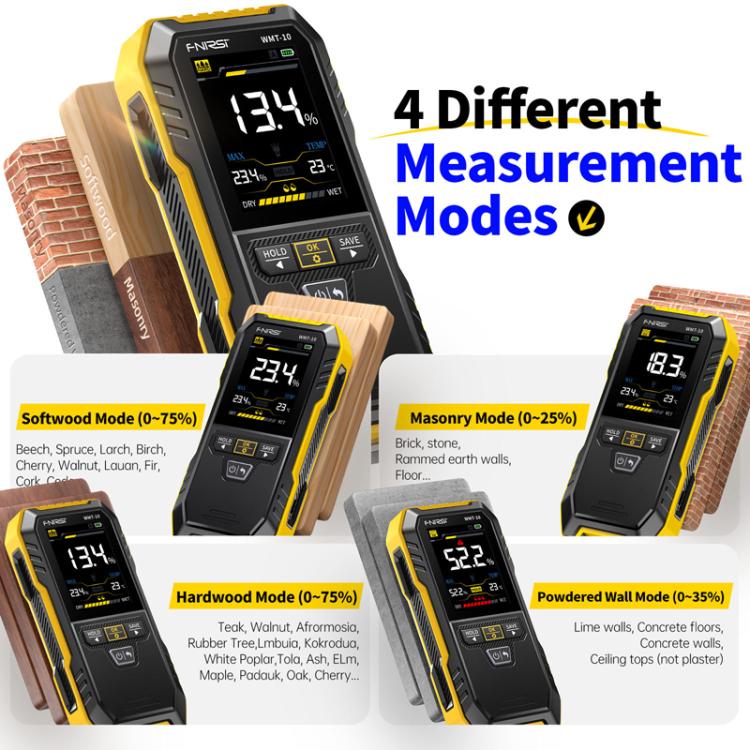 FNIRSI WMT-10 Wood Panel Moisture Tester Wall Surface Humidity Detector