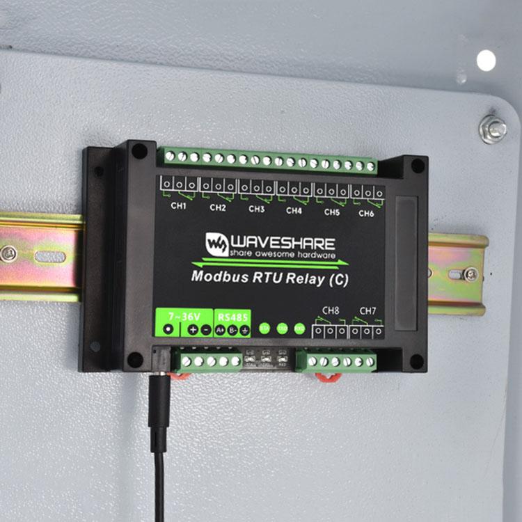Waveshare Modbus RTU Protocol 8-Ch Latching Relay Module (C) With RS485 Interface, 30460