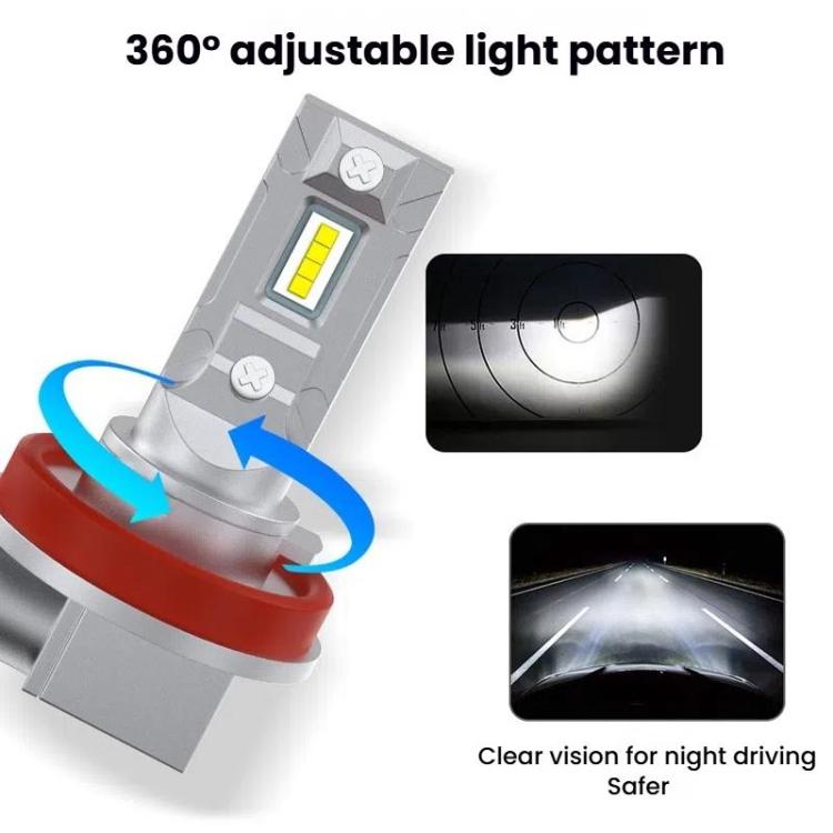 2pcs Mini 1:1 Direct Plug Car LED Headlight Bulb, H1, H3, H7, H11, 9005, 9006, H16, P13W, 9012
