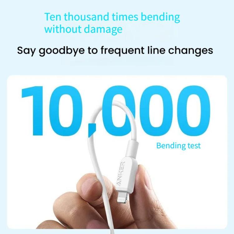 ANKER 310 Fast Charging PD Cable PVC Material Type-C to 8 Pin Fast Charging Cable, Black 0.9m, White 0.9m, Black 1.8m, White 1.8m