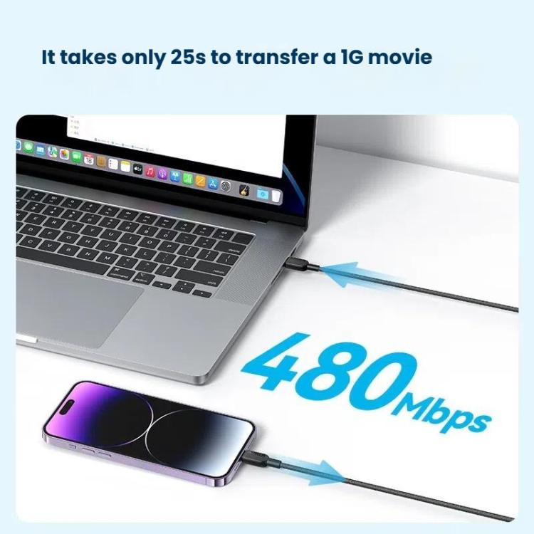 ANKER MFi Type-C To 8 Pin Fast Charging Braided Cable, 0.9m Black