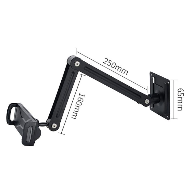 Long Arm Articulated Wall Mount Tablet Holder Adjustable Phone Mount with Detachable Base, Split Black