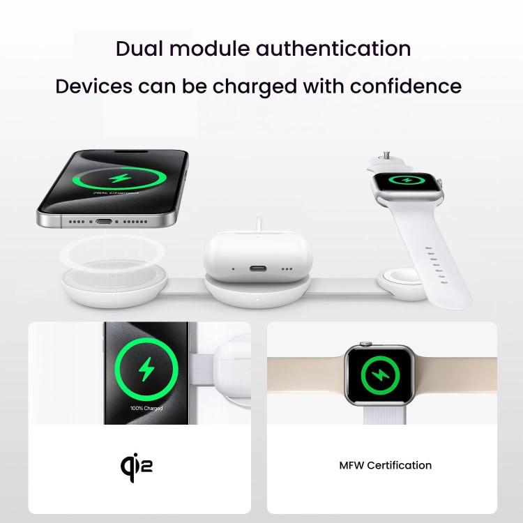 ANKER B25M8 3 In 1 15W Magnetic Wireless Charger For iPhone, iWatch, AirPods