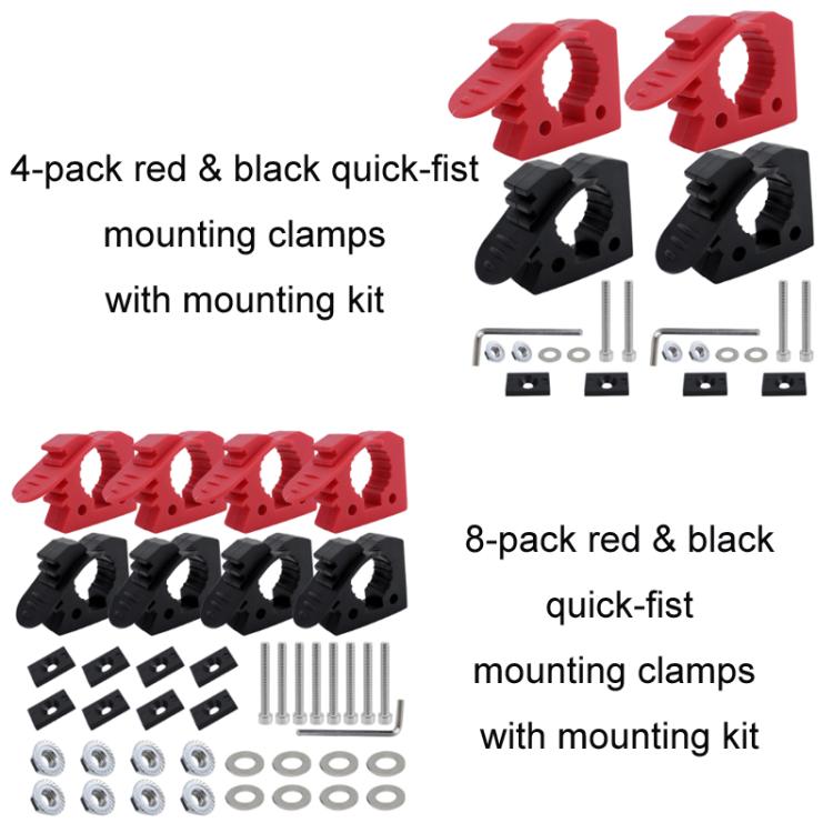 Car Quick-Fix Adjustable Rubber Clip Installation Clamp, 2 Red 2 Black, 4 Red 4 Black