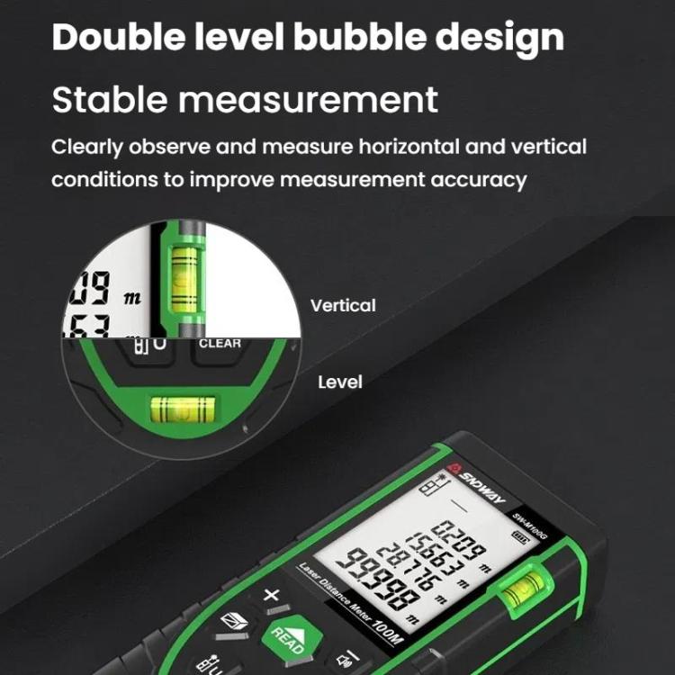 Indoor Outdoor General Purpose Green Laser Range Finder, SNDWAY SW-M50G 50M, SNDWAY SW-M70G 70M, SNDWAY SW-M100G 100M