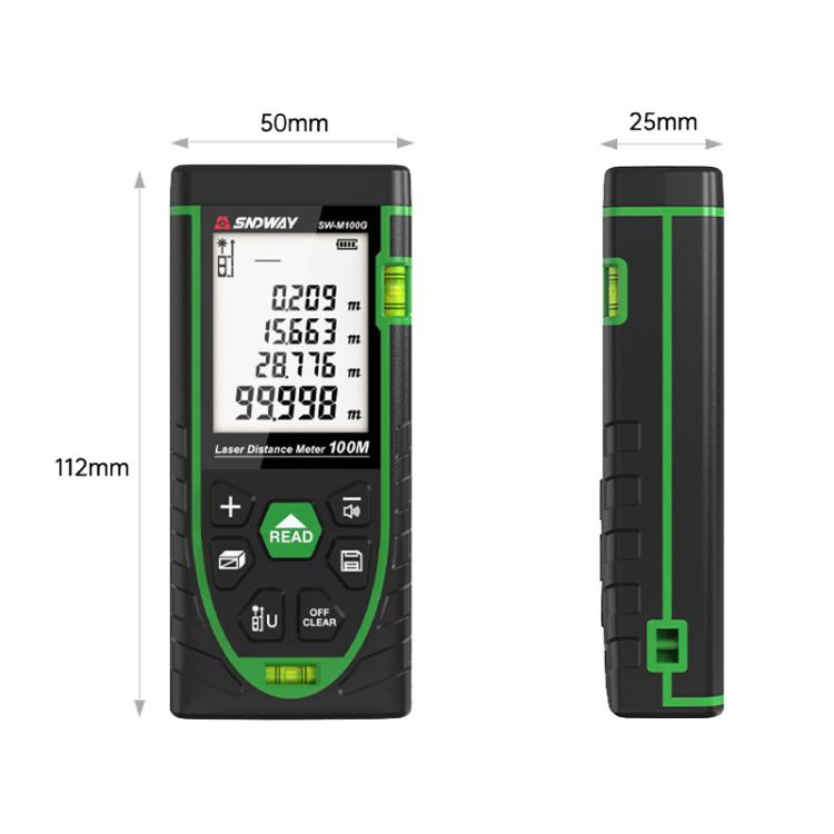 Indoor Outdoor General Purpose Green Laser Range Finder, SNDWAY SW-M50G 50M, SNDWAY SW-M70G 70M, SNDWAY SW-M100G 100M