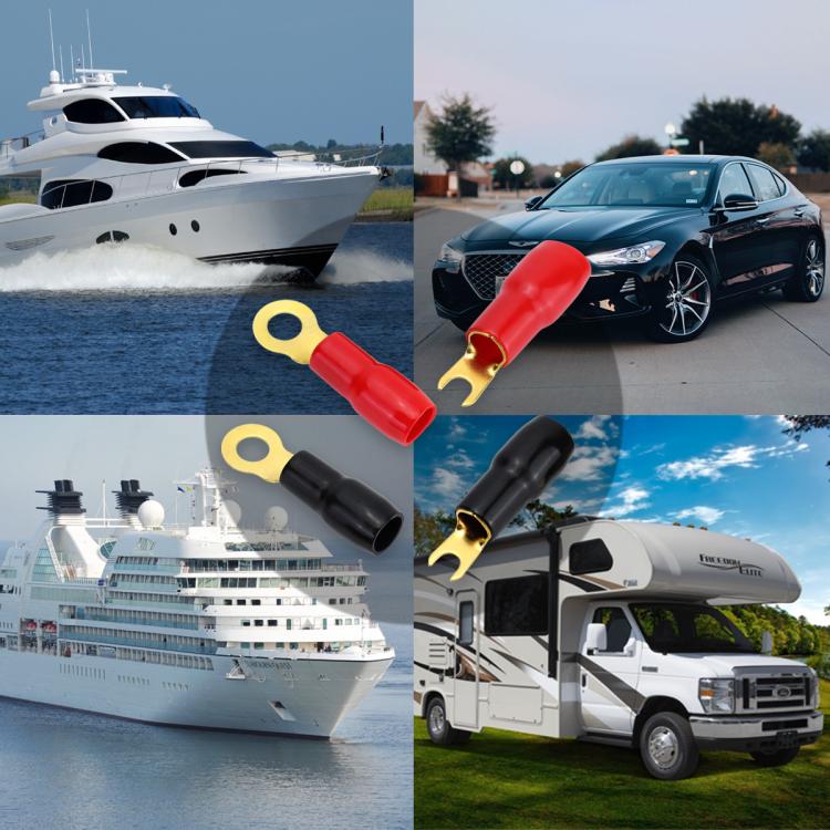 Car Audio Modification Brass Terminal Insulation Soft Sheath Set, 4 Pairs / Set