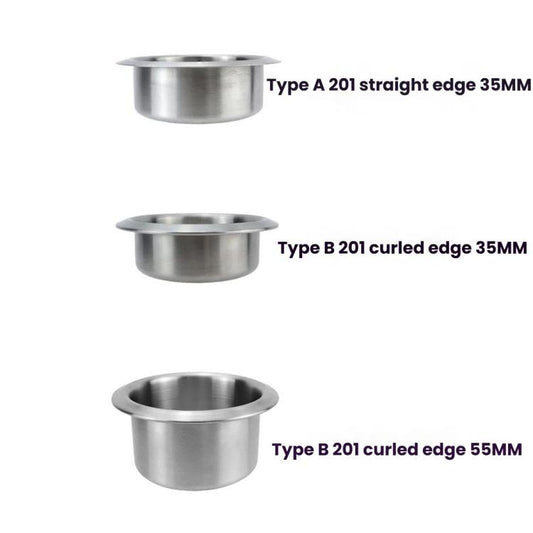 Car Yacht Stainless Steel Modified Cup Holder, A Type 201 Straight Edge 35MM, B Type 201 Curled Edge 35MM, B Type 201 Curled Edge 55MM