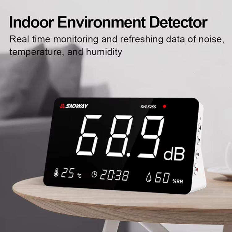 Desktop Noise Meter Temperature and Humidity Meter Decibel Meter Environmental Noise Monitor, SW-525S