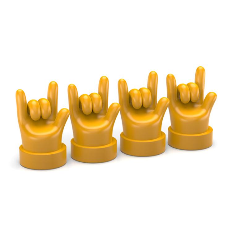 4pcs /Set Car Gesture Valve Tire Decorative Rubber Cap, Yellow Middle Finger, Black Middle Finger, Yellow OK, Black OK, Yellow Rock, Black Rock, Yellow Yeah, Black Yeah, Yellow Six, Black Six