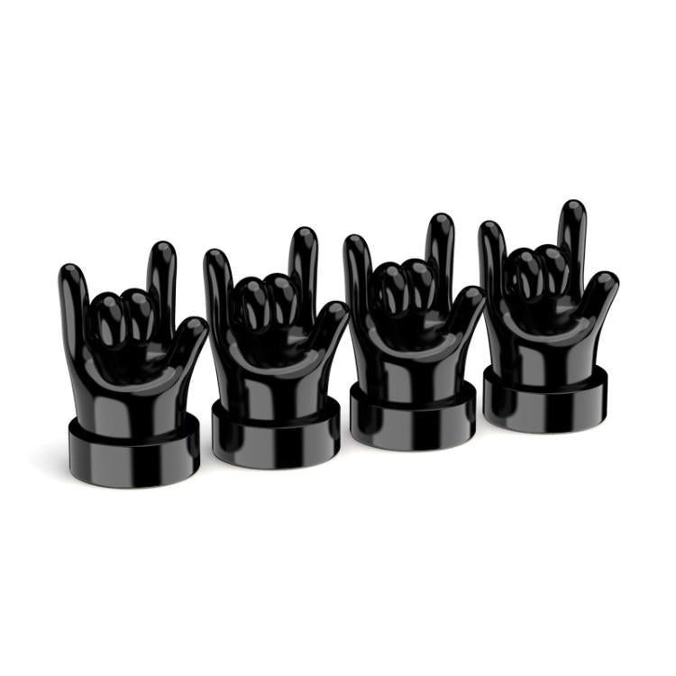 4pcs /Set Car Gesture Valve Tire Decorative Rubber Cap, Yellow Middle Finger, Black Middle Finger, Yellow OK, Black OK, Yellow Rock, Black Rock, Yellow Yeah, Black Yeah, Yellow Six, Black Six
