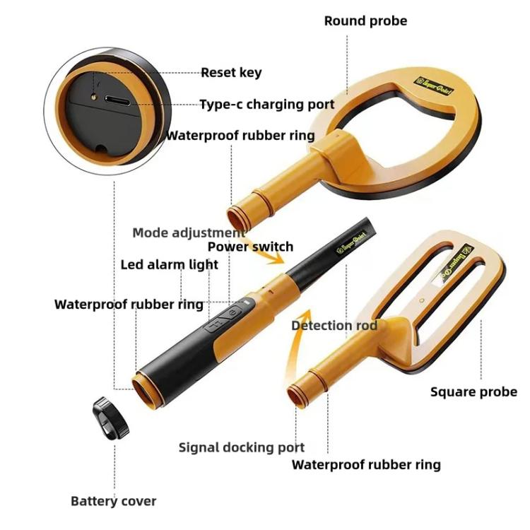 Goint IP960 Handheld 3 In 1 Metal Detector Outdoor Treasure Hunting Pulse Waterproof Rechargeable Gold Detector, IP960