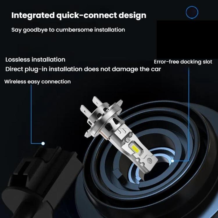 2pcs 6000K Mini Car Plug-in Integrated LED Headlights, H7
