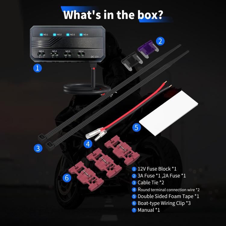 12V Universal Motorcycle Fuse Box Relay Quick Connector Kit