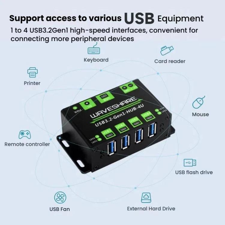 4 Way USB 3.2 Hub 1 To 4 Metal Case Extender, 27837