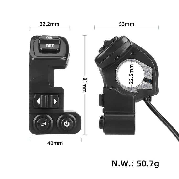 For KuKirin G2 Pro / G2 Max Scooter Handlebar Switch 4-in-1 6-Core Waterproof Control with Turn Signal, Horn, Headlight & Power Button, Switch