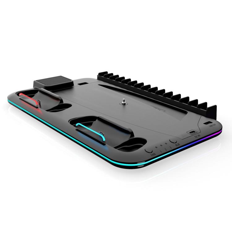 For PS5 Slim / Pro Multi-functional Cooling Stand with Controller Charging Station & Game Disc Storage Holder