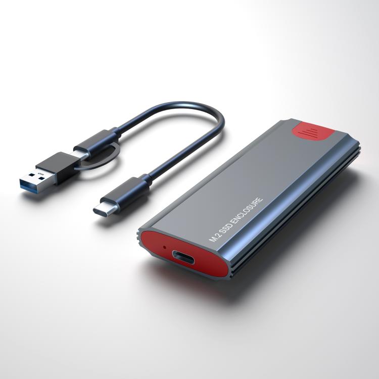 M.2 NVMe/SATA SSD Enclosure USB-C 10Gbps External Case Supports Up To 2TB, With USB-A To Type-C Cable, With Type-C Cable, With 2 Cables, With 2-in-1 Cable