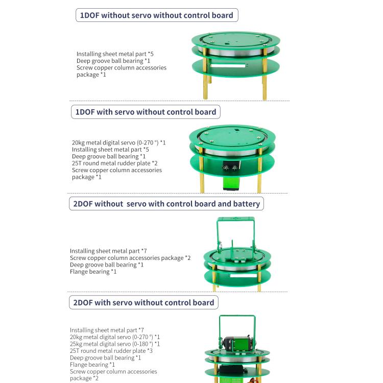 Electric Platform For Robot Car, Yahboom 1DOF Green, Yahboom 1DOF With Servo Green, Yahboom 2DOF Green, Yahboom 2DOF With Servo Green, Yahboom 1DOF Black, Yahboom 1DOF With Servo Black, Yahboom 2DOF Black, Yahboom 2DOF With Servo Black