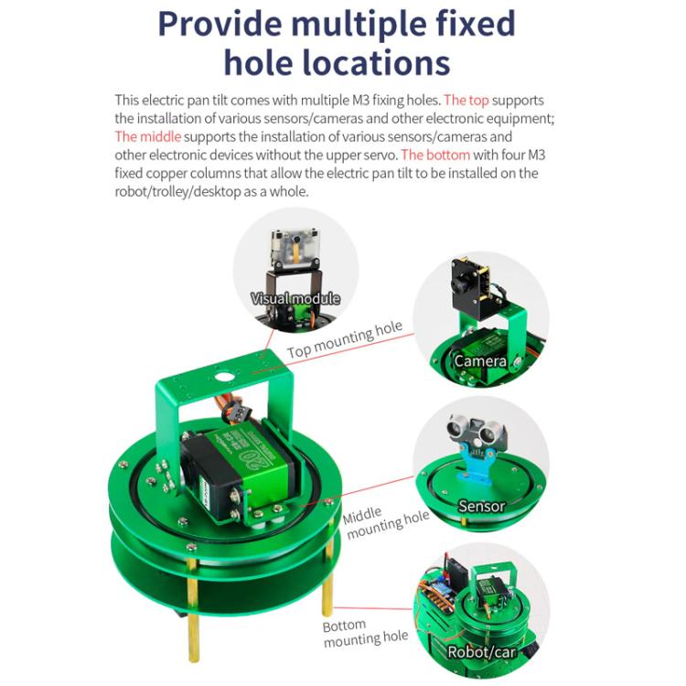Electric Platform For Robot Car, Yahboom 1DOF Green, Yahboom 1DOF With Servo Green, Yahboom 2DOF Green, Yahboom 2DOF With Servo Green, Yahboom 1DOF Black, Yahboom 1DOF With Servo Black, Yahboom 2DOF Black, Yahboom 2DOF With Servo Black