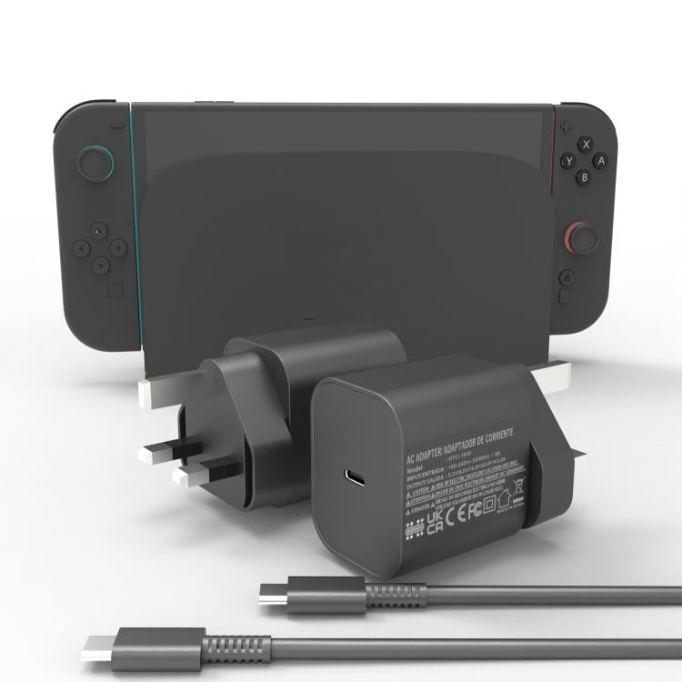 For Nintendo Switch 2 Fast Charger 60W Power Adapter Wall Plug With USB-C Cable, EU Plug, US Plug, UK Plug