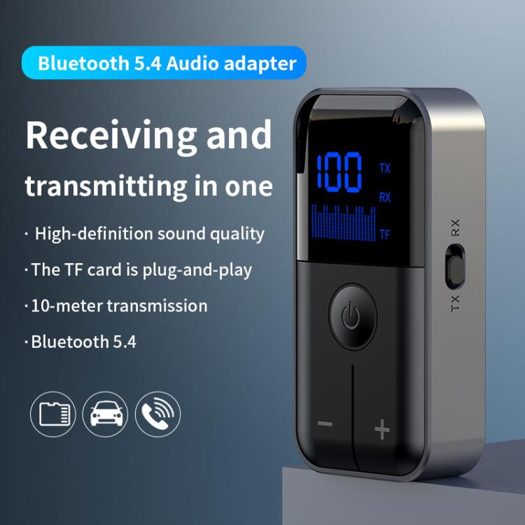 2-In-1 Bluetooth 5.4 Transmitter & Receiver AUX Car/Travel Adapter with 3.5mm Jack, TF Card Slot, Lapel Clip Design, M20