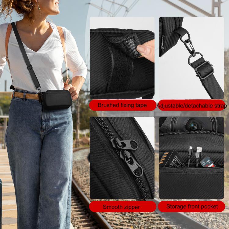 For Fuji X100VI/Canon PowerShot SX740 HS/Ricoh GR Il Digital Camera Storage Shoulder Strap Bag