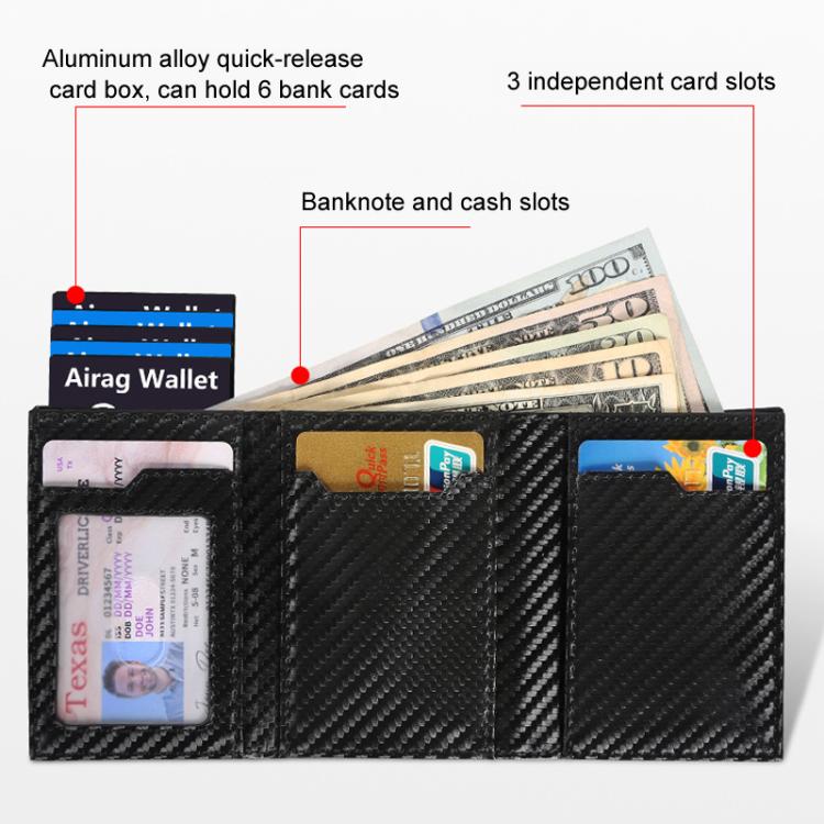 Pop-Up RFID Blocking Card Bag Wallet Genuine Leather & Aluminum Card Holder Zipper Coin Bag