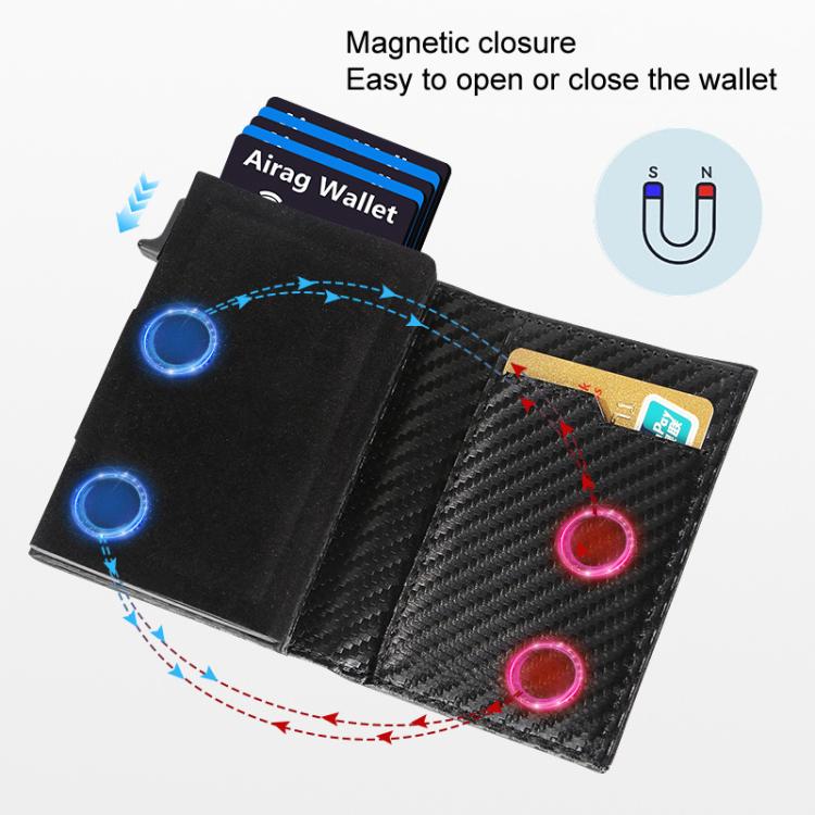 Pop-Up RFID Blocking Card Bag Wallet Genuine Leather & Aluminum Card Holder Zipper Coin Bag