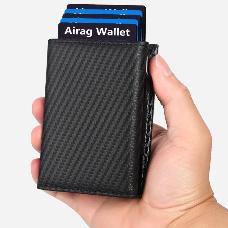 Pop-Up RFID Blocking Card Bag Wallet Genuine Leather & Aluminum Card Holder Zipper Coin Bag