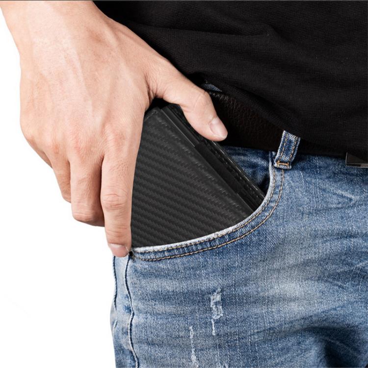 Pop-Up RFID Blocking Card Bag Wallet Genuine Leather & Aluminum Card Holder Zipper Coin Bag