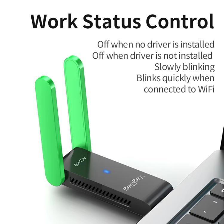 VegGieg 1400Mbps Dual Band WIFI 6 USB Wireless Adapter Driver-Free Network Card for Desktop PC/Laptop