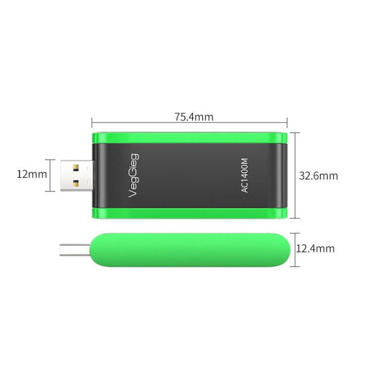 VegGieg 1400Mbps Dual Band WIFI 6 USB Wireless Adapter Driver-Free Network Card for Desktop PC/Laptop