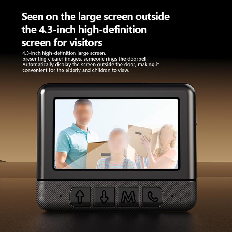 X6 Home Intelligent Infrared Night Vision Wireless Video Doorbell With 4.3-Inch Display