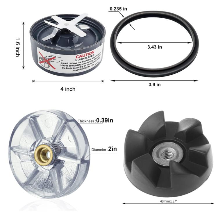 For Nutribullet 600W 900W Replacement Parts Blender Blade Base, Drive Socket, Seals, 8 In 1, 11 In 1 Kit 24 oz Cup