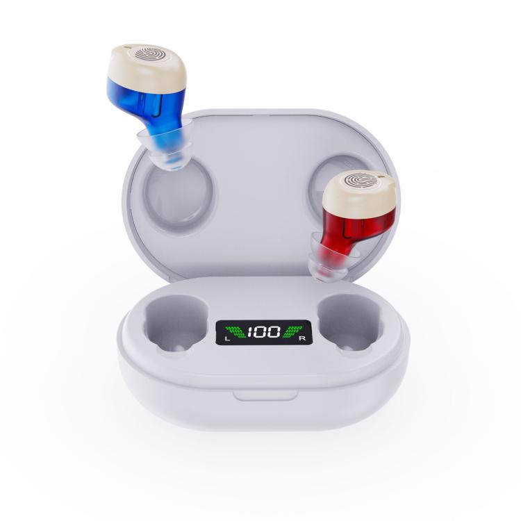 Wireless Invisible Hearing Aid With Digital Display Charging Case & Touch Control