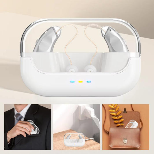 Behind-The-Ear Hearing Aids With Charging Case Smart Noise Cancelling & No Feedback Whistling