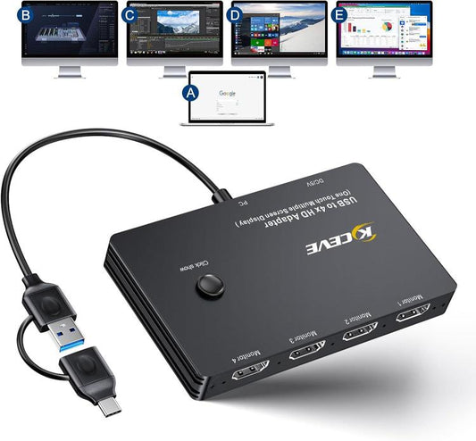 USB / Type-C To 4 HDMI Port Adapter KVM Switch, MSTH14