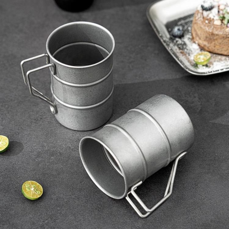 304 Stainless Steel Camping Mug Sandblasted Vintage Distressed Cup for Coffee, Beer, Outdoor, Picnic & Commercial Use