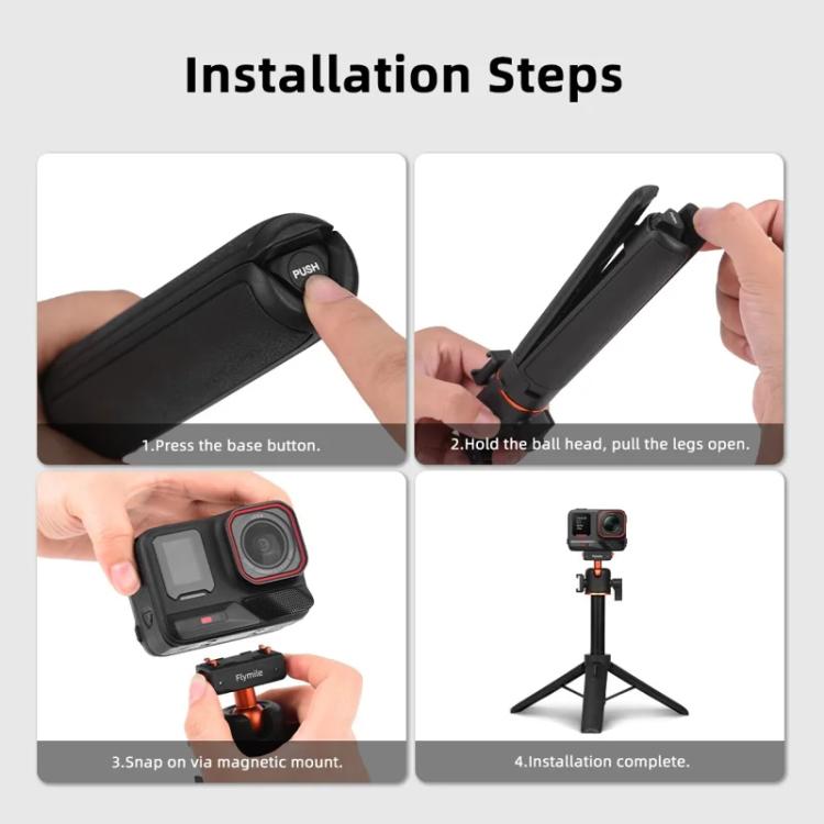 Flymile 20-54cm Magnetic Quick-Release Tripod for Insta360 Ace Pro 2/X5/X4/X3/X2/Ace Pro/Ace