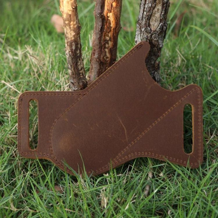 5 Inch Folding Knife Cowhide Storage Pouch Knife Sheath Waist Mounted Tool Pouch