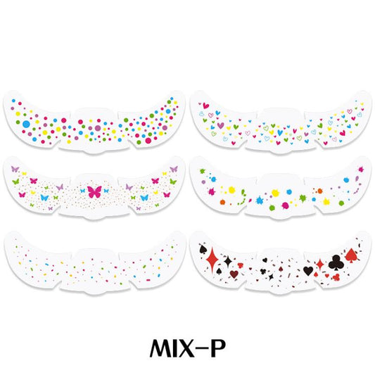 6-in-1 Rainbow Glitter Freckle Face Stickers Kit Multi-Design Temporary Tattoos for Parties, Festive Makeup, Rainbow Glitter