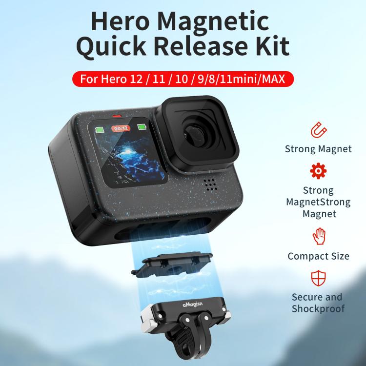 aMagisn Magnetic Quick Release Adapter for GoPro HERO13/12/11/10/9/8/11 Mini/MAX