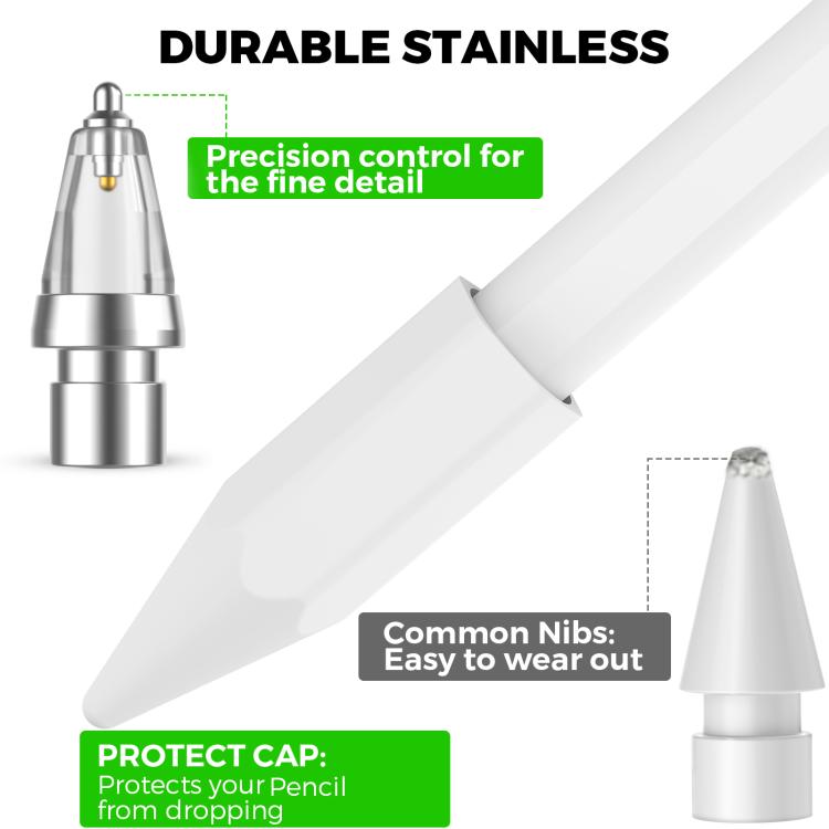 AhaStyle WG155 Replaceable Durable Metal Pen Tip, For Apple Pencil Pro / USB-C / 2 / 1, 2pcs