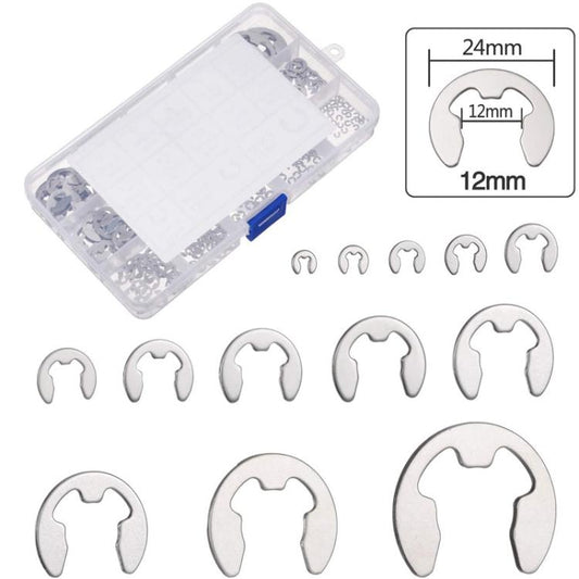 400pcs /Set 1.5-15mm Stainless Steel E-Type Open Circlips Boxed, 400pcs /Set