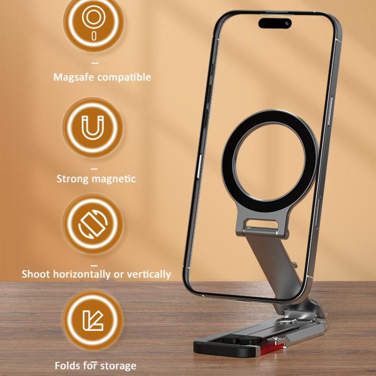 Flymile Magnetic Carabiner Design Phone Tripod Foldable Desktop Phone Mount With 1/4-Inch Screw