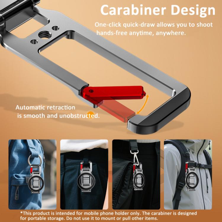 Flymile Magnetic Carabiner Design Phone Tripod Foldable Desktop Phone Mount With 1/4-Inch Screw