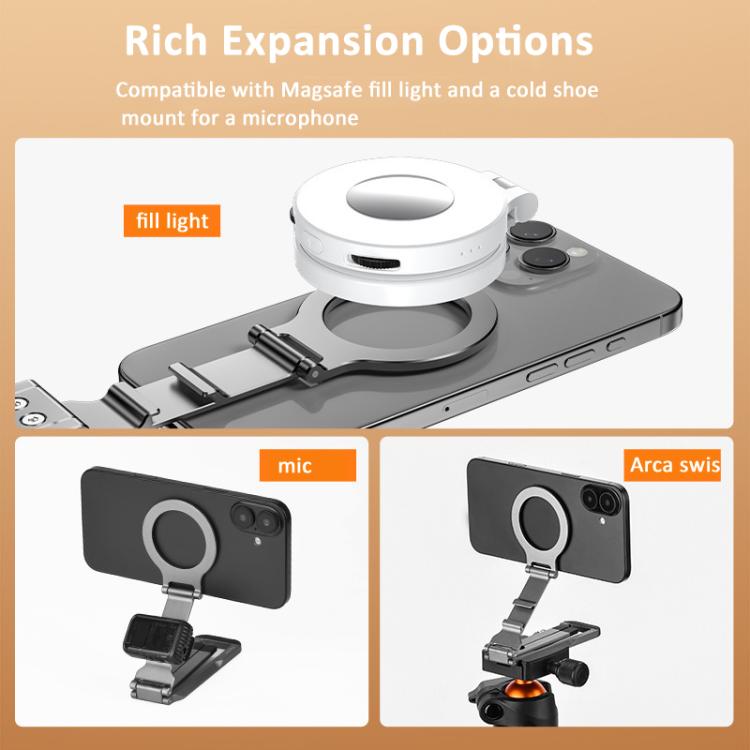 Flymile Magnetic Carabiner Design Phone Tripod Foldable Desktop Phone Mount With 1/4-Inch Screw