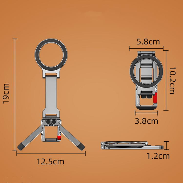 Flymile Magnetic Carabiner Design Phone Tripod Foldable Desktop Phone Mount With 1/4-Inch Screw
